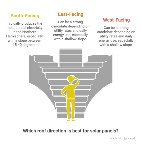 Best Roof Direction for Solar Panels South East or West visual selection () Best Roof Direction for Solar Panels South East or West visual selection