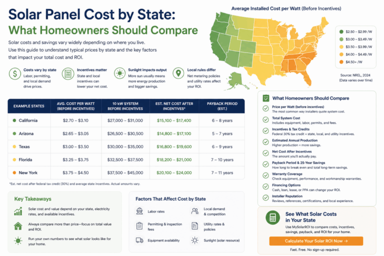 Solar panel costs by state guide ()